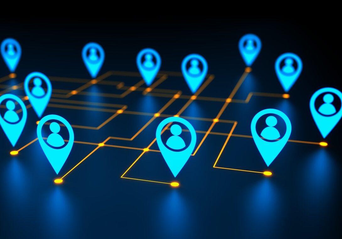 Futuristic digital background. Abstract connections technology and digital network. 3d illustration of the Big data and communications technology.